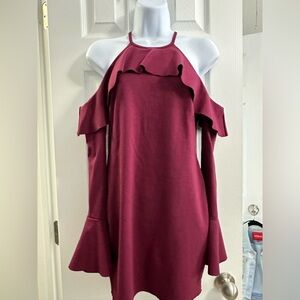 Francesca’s Burgandy Ruffle Dress Size Large